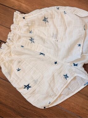 Splendid White Cotton Lounge Shorts with Navy Star Print Size Large